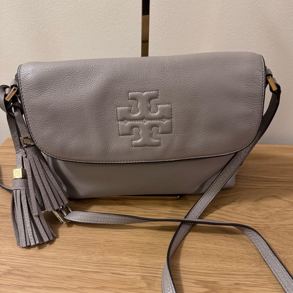 Authentic Tory Burch Grey Crossbody - Picture 1 of 16